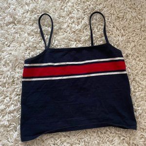 Brandy Melville | Red and White Stripped  Navy Blue Tank Top | Size OS